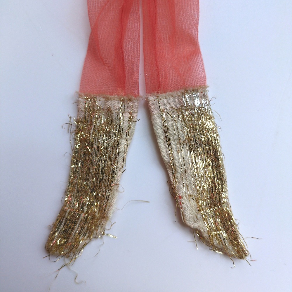 Vtg 70's Live Action PJ Barbie Outfit #1156 Orange Dress Gold Eyelash Boots - Picture 6 of 6